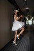 MINI DRESS WITH FEATHERED SKIRT AND BEAD FRINGED FROM SHOULDER - Barrus London
